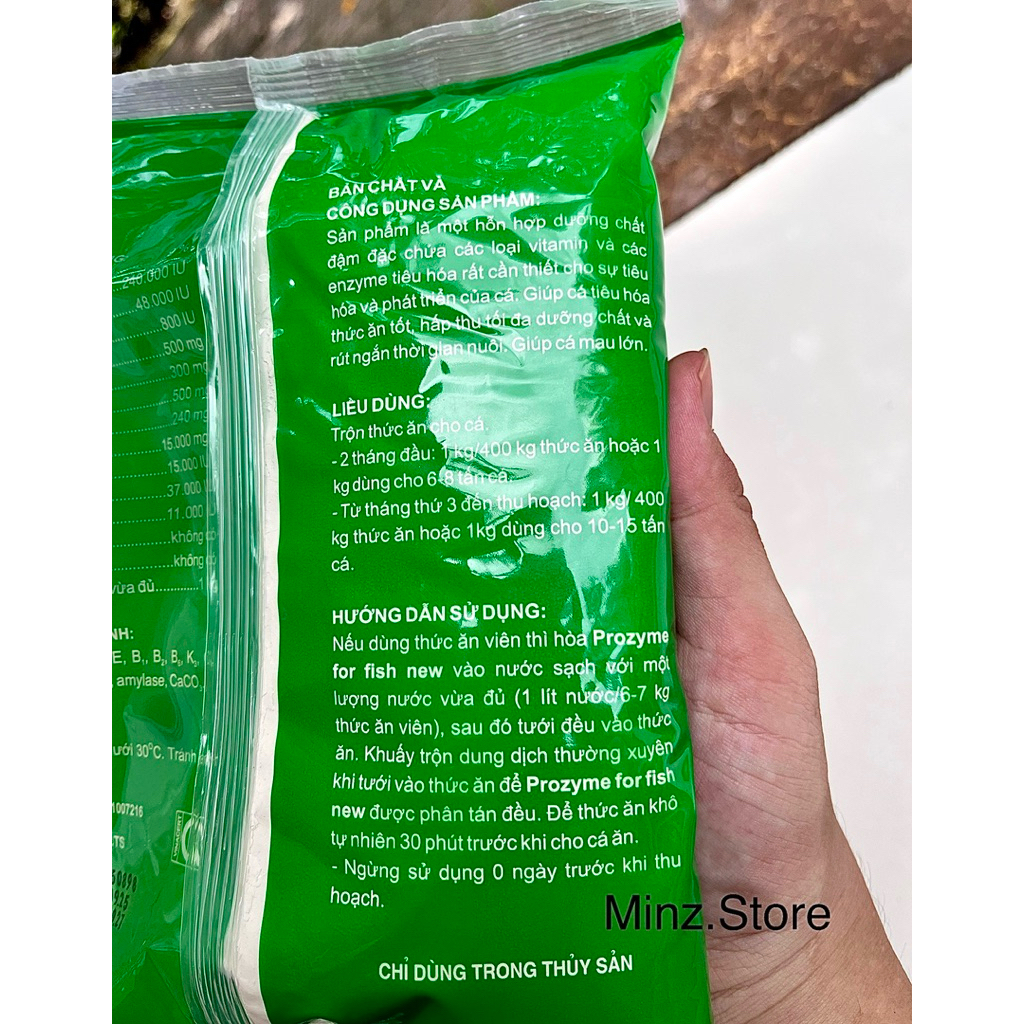 Men tiêu hoá Prozyme for fish new Gói trại (1KG), bổ sung Vitamin và Enzyme tiêu hóa cho cá, ếch, lương, tôm.