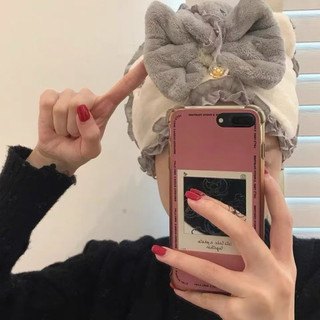 Mũ / Nón trùm đầu ủ tóc vải nhung Đính Nơ mềm mịn siêu thấm hút siêu xinh cho nữ