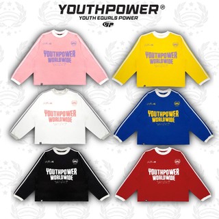 Áo Thun Tay Dài YOUTH WORLD WIDE YOUTHPOWER chạy viền tay áo Unisex Cotton 250gsm Cổ Tròn Form Rộng Thoải Mái Cho Nam Nữ