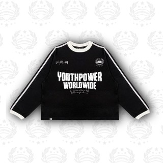 Áo Thun Tay Dài YOUTH WORLD WIDE YOUTHPOWER chạy viền tay áo Unisex Cotton 250gsm Cổ Tròn Form Rộng Thoải Mái Cho Nam Nữ