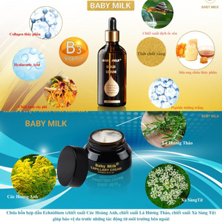 [Hot] Bộ Kem Dưỡng Trắng Ngăn Ngừa Nám Mụn Gold Serum Baby Milk - Hàng Hiệu Cao Thiên Nhi