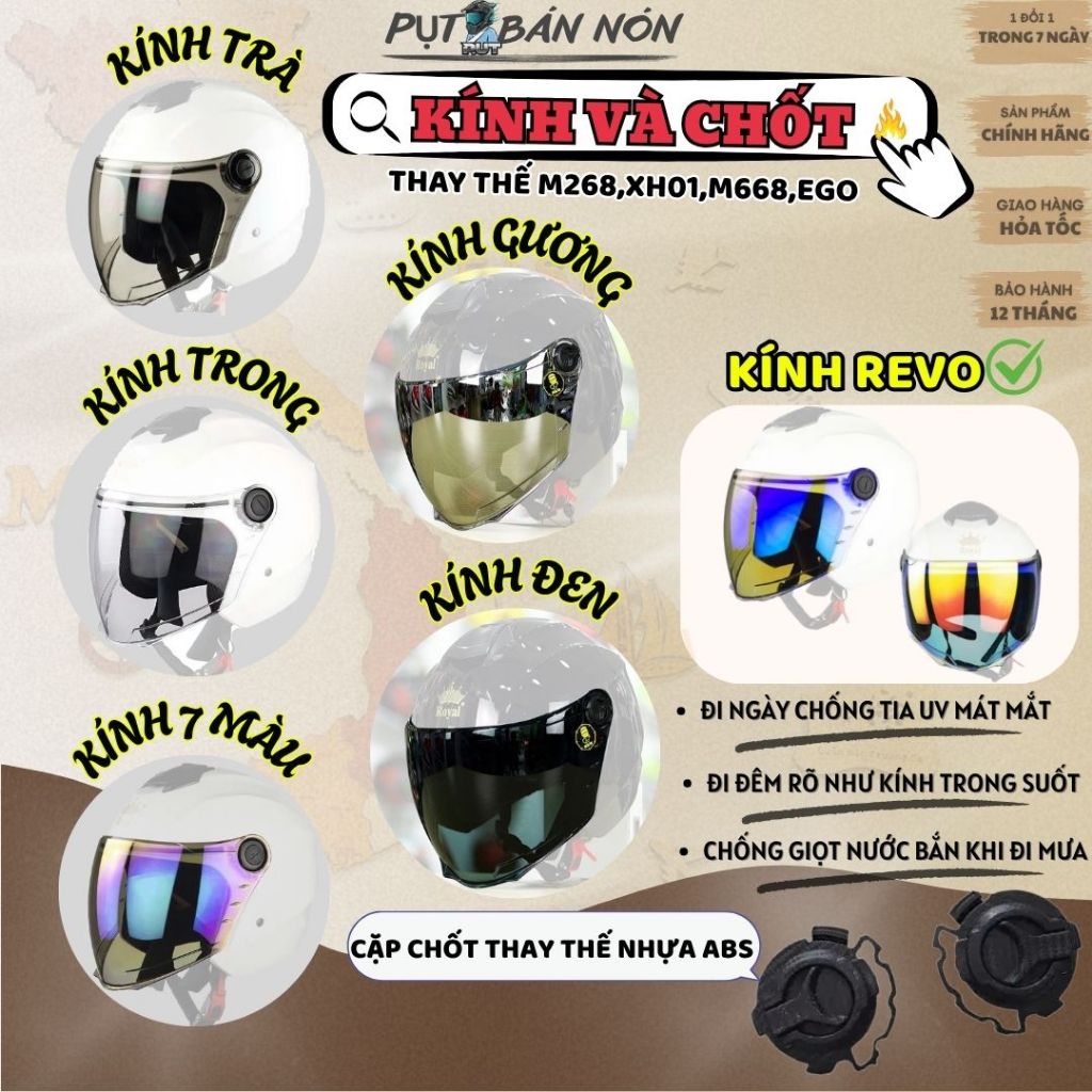 Kính Chốt Thay Thế Mũ Nón Bảo Hiểm ROYAL M268, ROYAL XH01 VÀ M668 ...