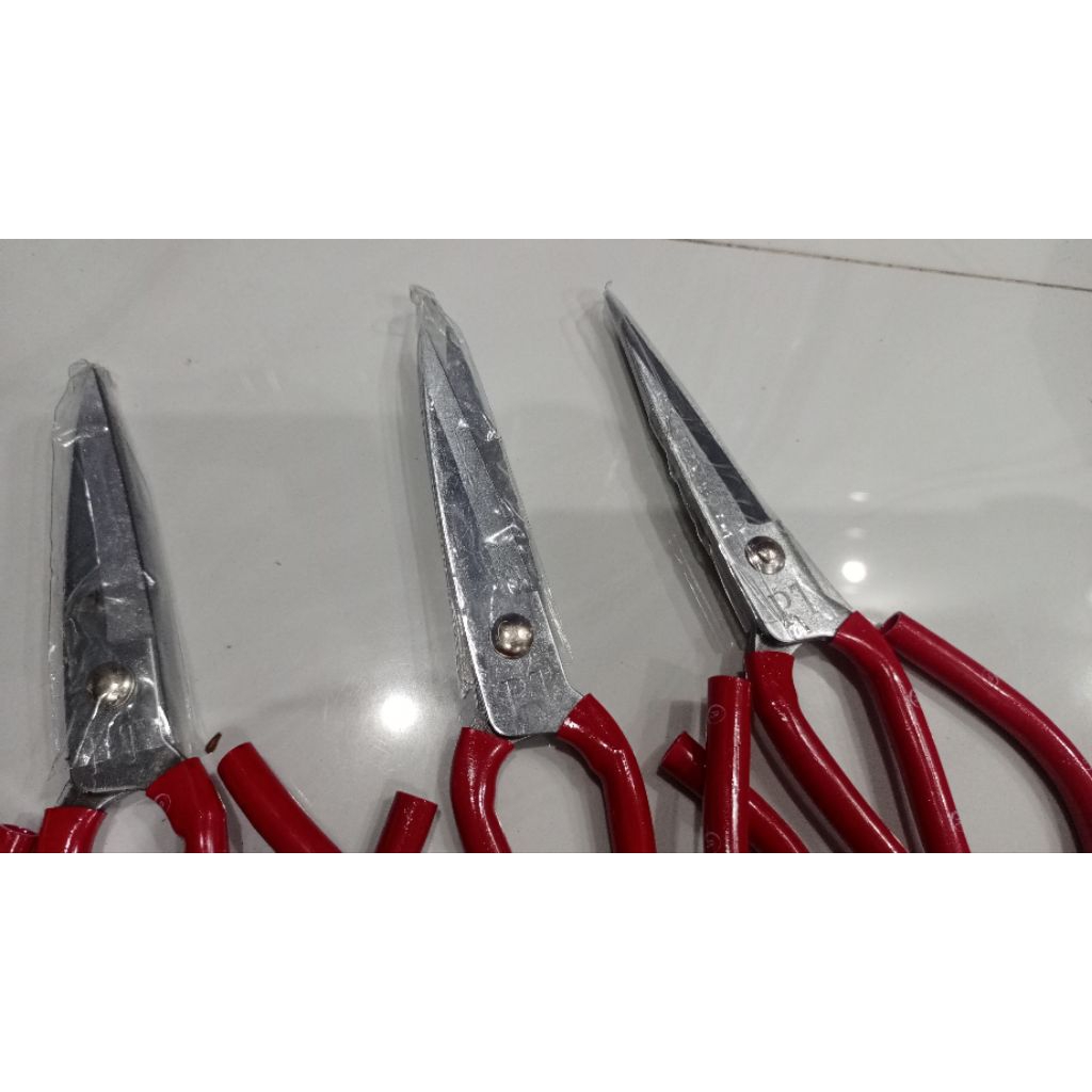 Combo 3 Kéo Cắt Gà Vịt Thép Không Rỉ 24cm, Cán Bọc Nhựa Đỏ, Kéo Đa Năng Siêu Bén Bền