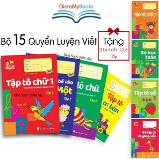 Sách Bộ 15 Quyển Luyện Viết Tập Tô Chữ Cho Bé Mẫu Giáo Mầm Non Chữ Số To Từ 3 4 5 Tuổi Tặng 2 Bút Chì+Gọt+Tẩy