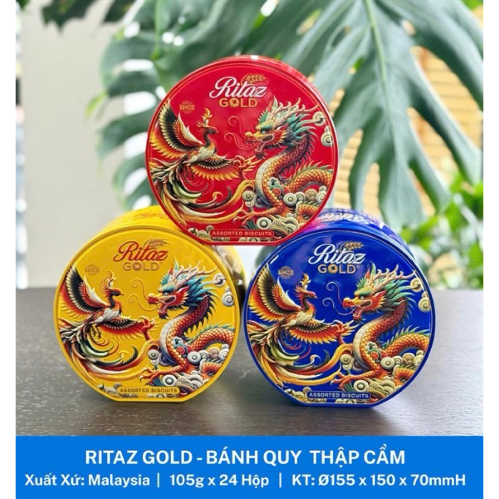TM-Bánh quy Ritaz Gold 105g hộp thiếc hình rồng các màu 2026 | Shopee ...