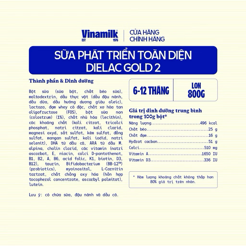 Sữa Bột Vinamilk Dielac Alpha Gold Số 2 Lon 850g