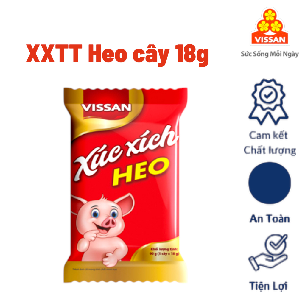 [Combo 10 gói] Xúc Xích Vissan Heo Gói 90g – 5 Cây x 18g – Ăn Liền Ngon – Hàng Chính Hãng