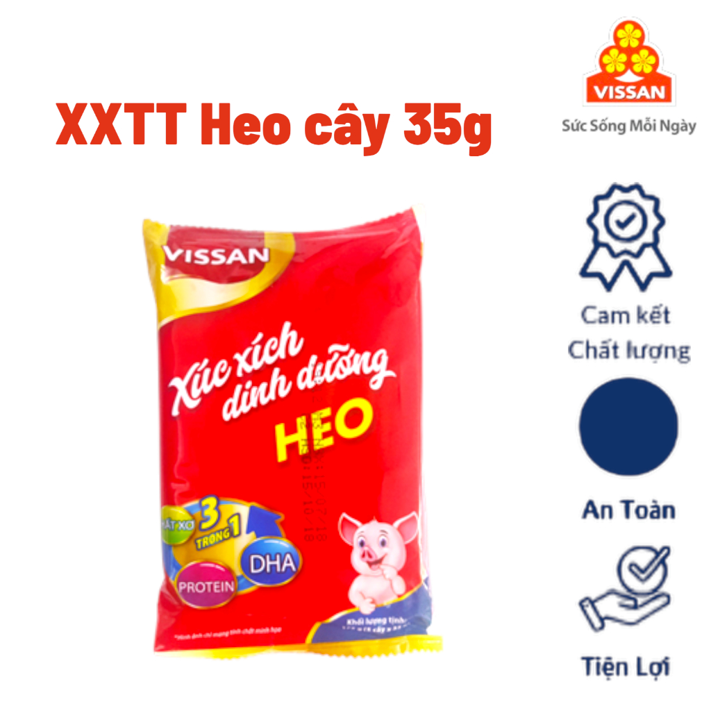 [Thùng 20 Gói] Xúc Xích Dinh Dưỡng Vissan – 100 Cây 35g – Chính Hãng Date 2028, Ăn Liền Tiện Lợi