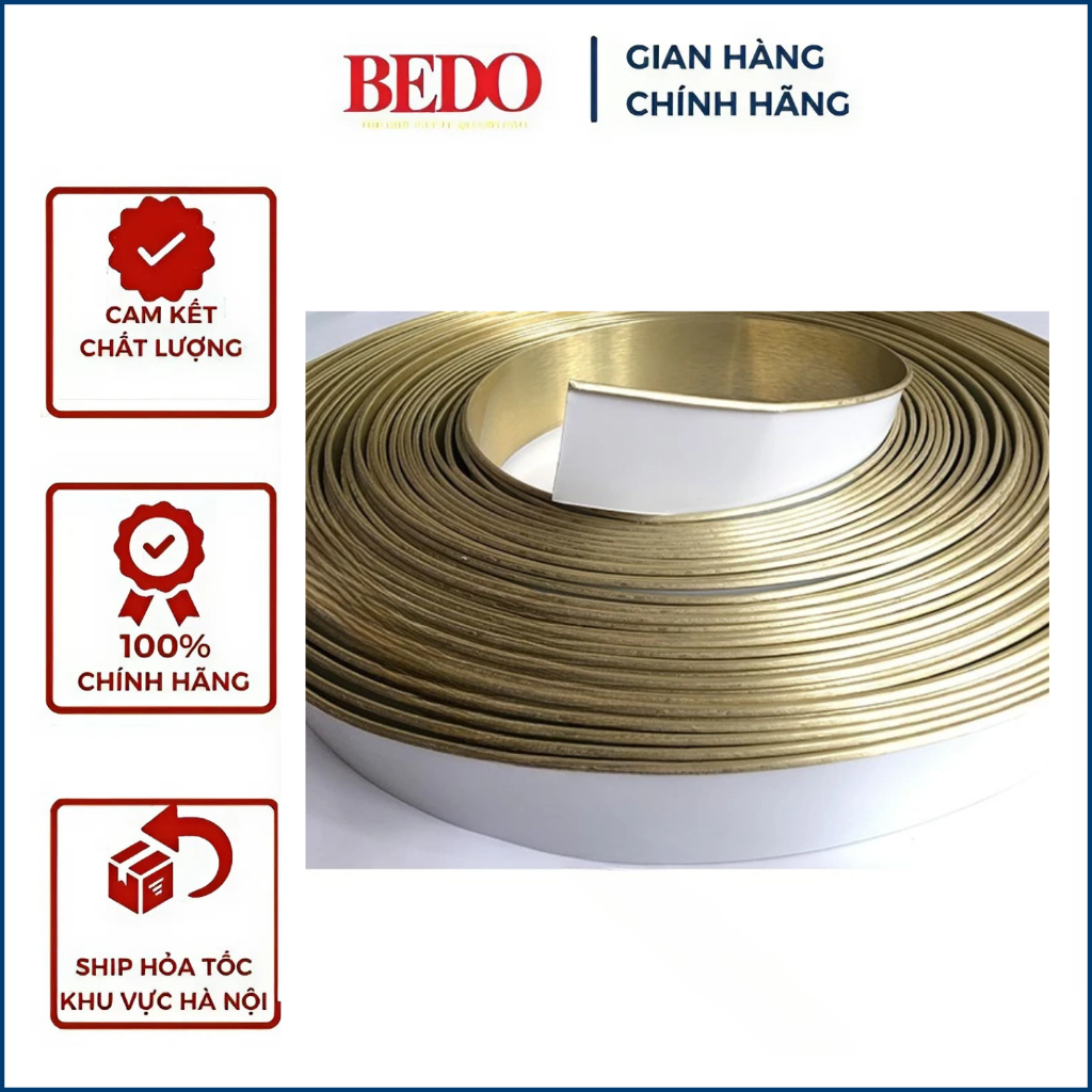 Chân chữ nhôm có gờ BEDO Vàng Xước (Cuộn 50m) - Gáy nhôm uốn chữ nổi quảng cáo bền màu, sang trọng