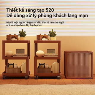 Tủ gỗ đầu giường Giá lưu trữ tối giản Tủ đầu giường có bánh xe Bàn cà phê gỗ nguyên khối Bàn vuông nhỏ bằng kính