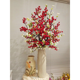 < Loại cành lớn 1m>Cành tuyết quả thân cổ , cành quả cherry cao cấp- Hoa giả,hoa trang trí