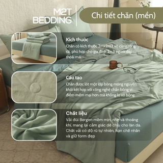 Bộ chăn ga gối Đũi Bergen M2T BEDDING mềm mịn mát đủ kích thước 1m6/1m8/2m2