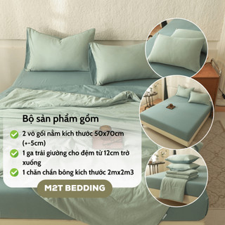 Bộ chăn ga gối Đũi Bergen M2T BEDDING mềm mịn mát đủ kích thước 1m6/1m8/2m2