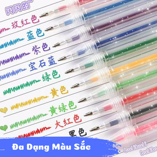Bút Gel Nhũ Kim Tuyến High Light 0.1 mm 12/24/36/48 Màu-Bút Viết Decor Mực Ra Siêu Đều, Mịn, Nhanh Khô Không Lem Mực