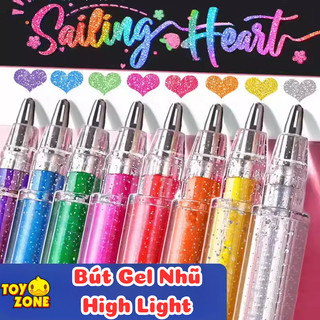 Bút Gel Nhũ Kim Tuyến High Light 0.1 mm 12/24/36/48 Màu-Bút Viết Decor Mực Ra Siêu Đều, Mịn, Nhanh Khô Không Lem Mực