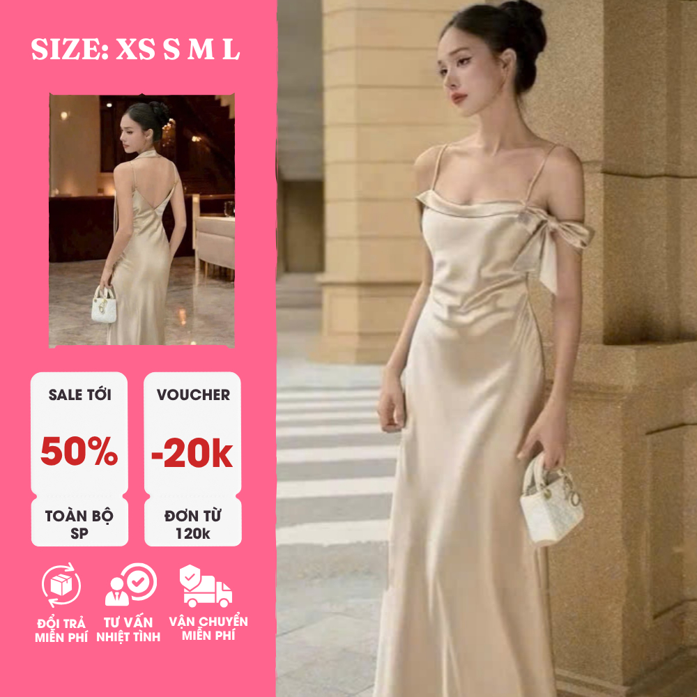 ĐẦM HAI DÂY MẢNH CỘT DÂY VAI BODY – LỤA HÀN CAO CẤP, TỐI GIẢN NHƯNG SANG TRỌNG