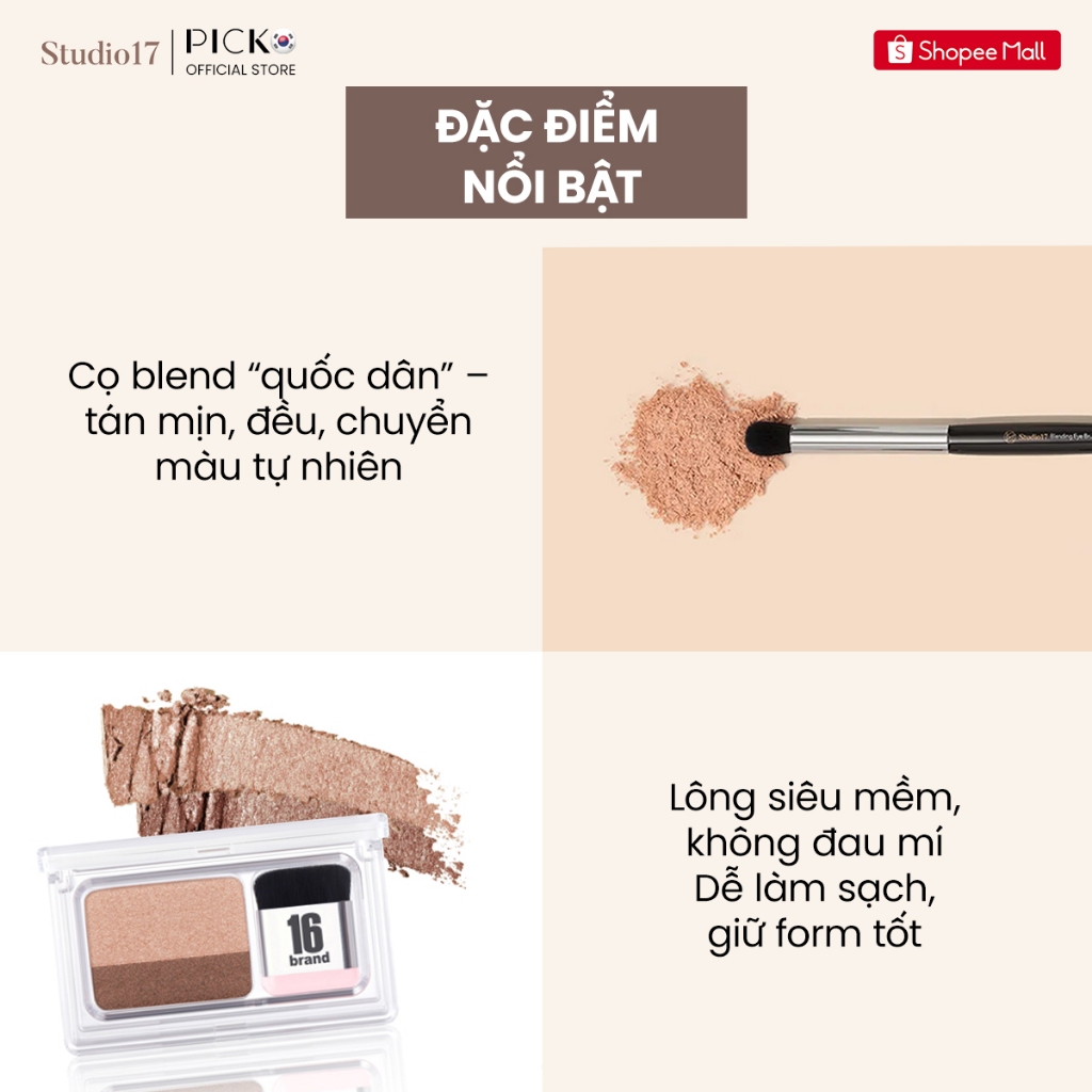 Cọ trang điểm mắt, blend tán bầu mắt STUDIO17 BLENDING EYE BRUSH 712