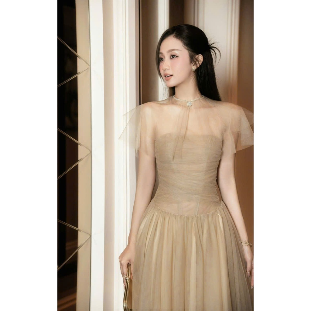 ZIMM STORE -Đầm voan dài cao cấp phong cách công chúa, chất lưới mịn tôn da sáng