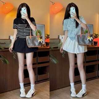 Chân váy quần da lộn dáng ngắn chữ A rút dây dáng xoè