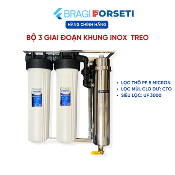 Bộ Máy Lọc Tổng Đầu Nguồn UF Bao Gồm 2 Lõi Béo+ Màng UF 3000 L/H Lõi 2 CTO Than Nén Dùng :Lọc Sinh Hoạt (Treo Tường)