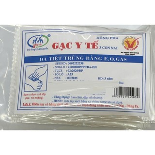 Thùng 50-100 gói Gạc y tế tiệt trùng  ĐÔNG PHA. Gạc 8 lớp kích thước 5x6 ,8x9 ,10x10.
