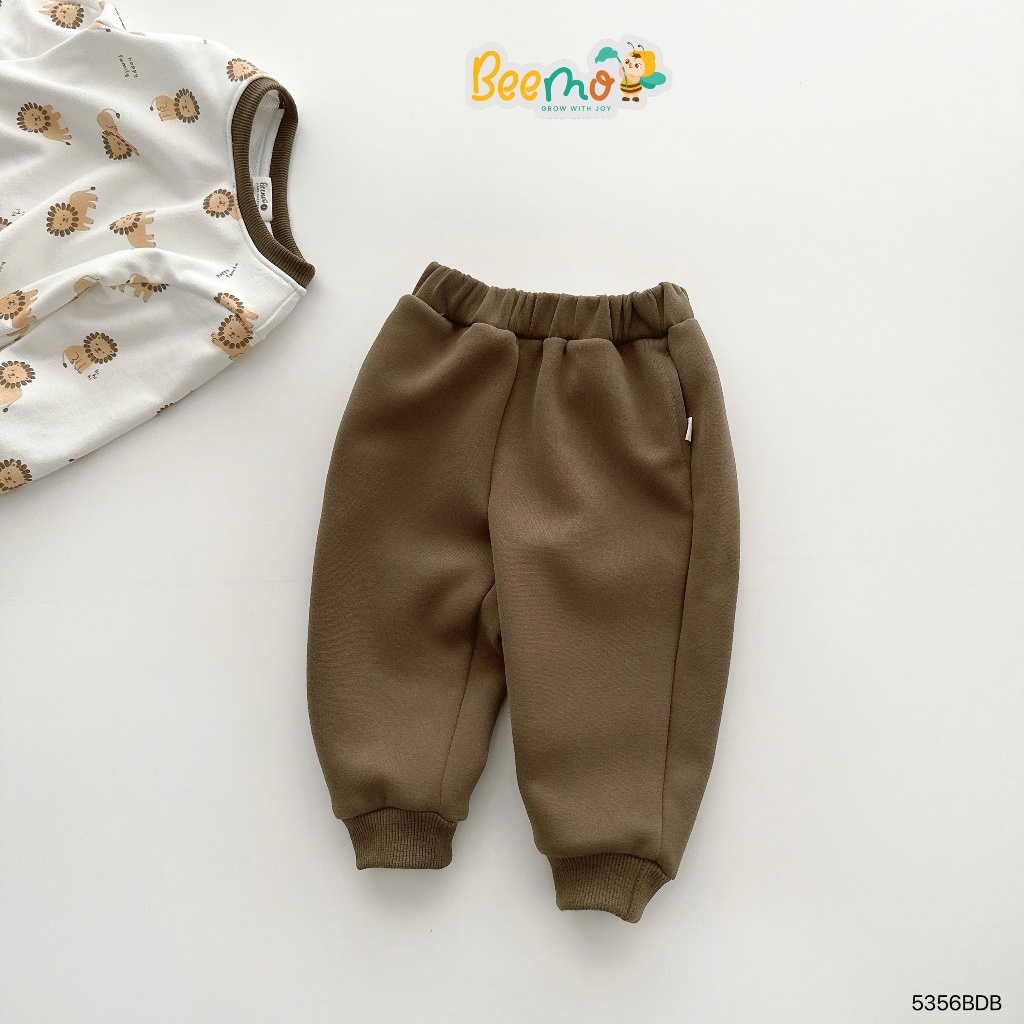 Bộ quần áo bé trai nỉ da cua in tràn sư tử , set bộ thu đông dài tay nỉ  in hình bé trai 5356BDB