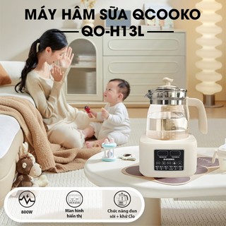 Máy hâm sữa, Bình đun nước pha sữa Qcooko QO-H13L, công suất 800W, khử Clo và tiệt trùng, bảng điều khiển tiếng Việt