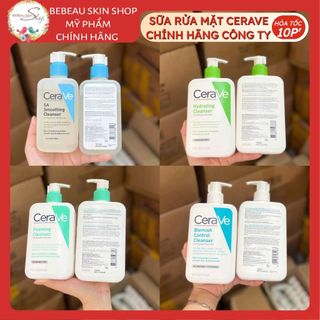 Sữa Rửa Mặt CeraVe Smoothing - Hydrating - SA - Blemish Cleanser Cho Da Dầu Mụn, Da Khô Chính Hãng