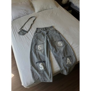 QUẦN JEANS PHỐI TÚI ĐEO CHÉO THÁO RỜI PREMIUM FORM RỘNG TÔN DÁNG NAM NỮ ĐAI SIẾT EO | SSSTORE.AESTHETIC
