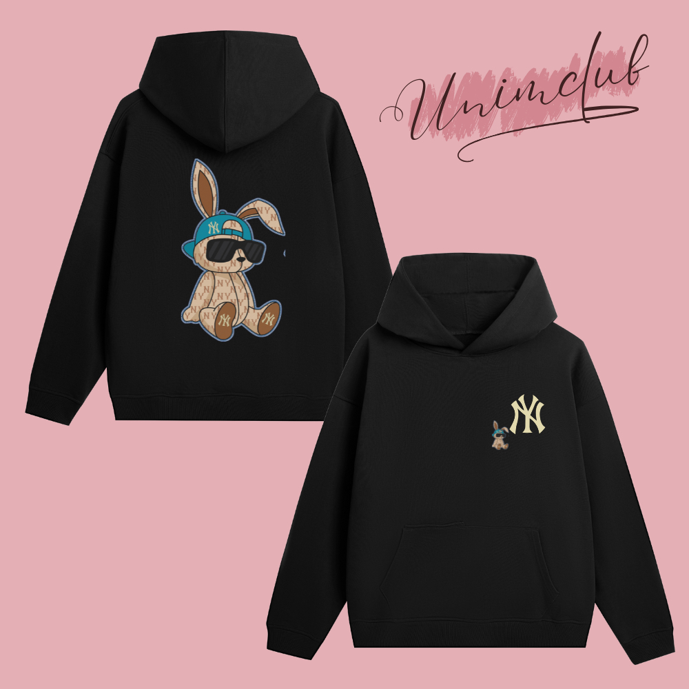 Áo Hoodie Nỉ Chân Cua Cao Cấp Thỏ NY Hình In Chống Bong Chóc Form Rộng Châu Ấu