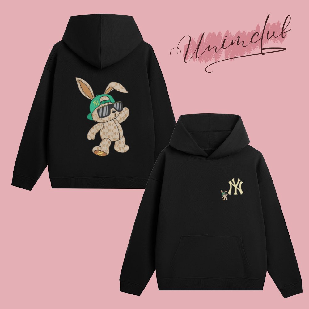 Áo Hoodie Nỉ Chân Cua Cao Cấp Thỏ NY Hình In Chống Bong Chóc Form Rộng Châu Ấu