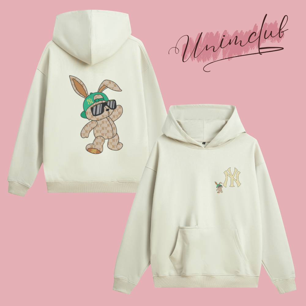 Áo Hoodie Nỉ Chân Cua Cao Cấp Thỏ NY Hình In Chống Bong Chóc Form Rộng Châu Ấu