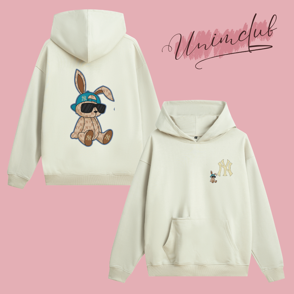 Áo Hoodie Nỉ Chân Cua Cao Cấp Thỏ NY Hình In Chống Bong Chóc Form Rộng Châu Ấu