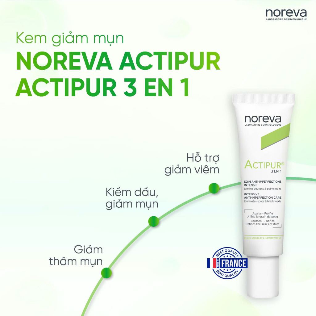 [MALL] Kem Dưỡng Giảm Mụn Và Kiểm Soát Dầu Noreva Actipur 3 En 1 30ml - Skin Studio