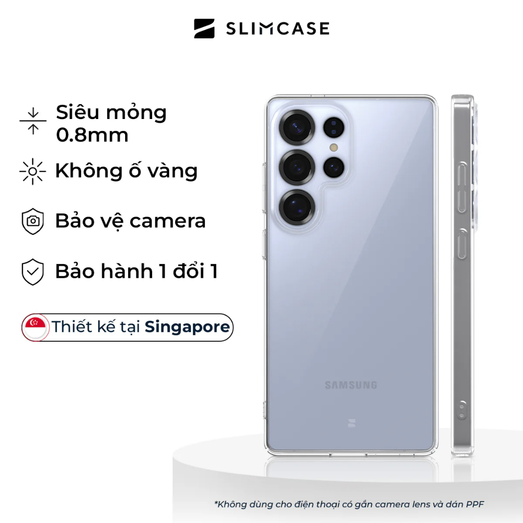 Ốp lưng Samsung S25 Ultra / S25 Plus / S25 SLIMCASE - Không ố vàng, siêu mỏng, hỗ trợ sạc không dây