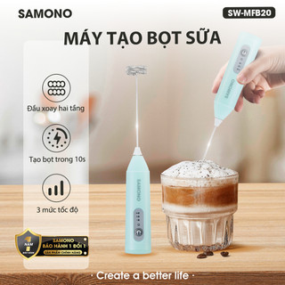(BH 1 năm) Máy tạo bọt cafe Samono SW-MFB20 xanh mint, 3 tốc độ, cầm tay không dây, hỗ trợ sạc pin tiện lợi sử dụng