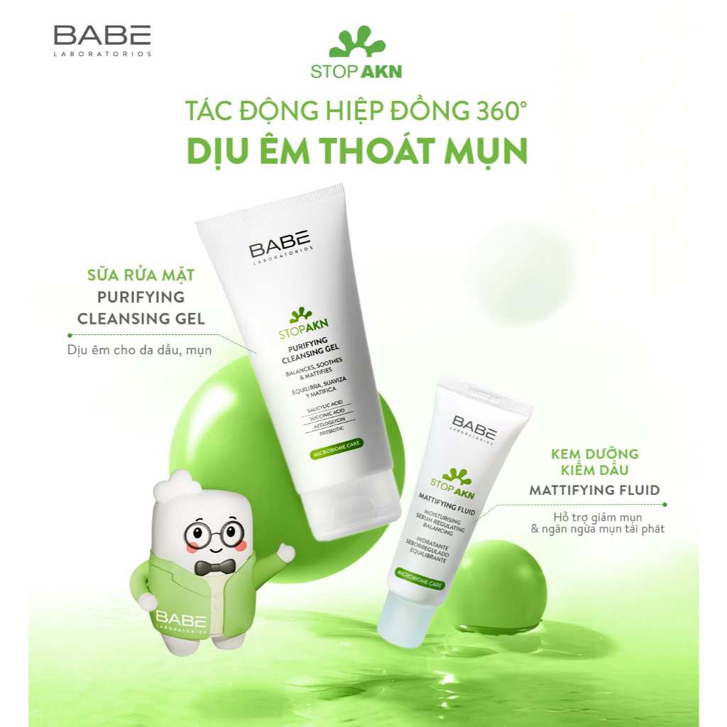 Kem dưỡng BABE cho da dầu mụn LABORATORIOS BABÉ STOP AKN MATTIFYING MOISTURISER 50ml - Skin Studio