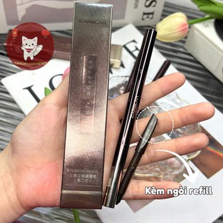 [CARSLAN] Chì Kẻ Chân Mày CARSLAN Vỏ Nâu Sang Trọng Kèm Đầu Bút Thay Thế, 0.26g