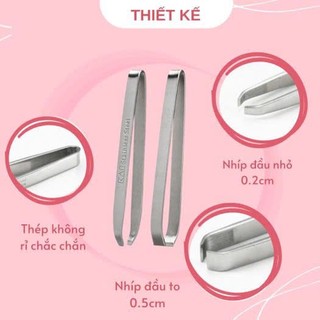 Set 2 Nhíp Nhổ Lông Mày Lông Nách Râu Tóc Bạc Thép Không Gỉ KAI Kurashi Rhythm Eyebrow Tweezers