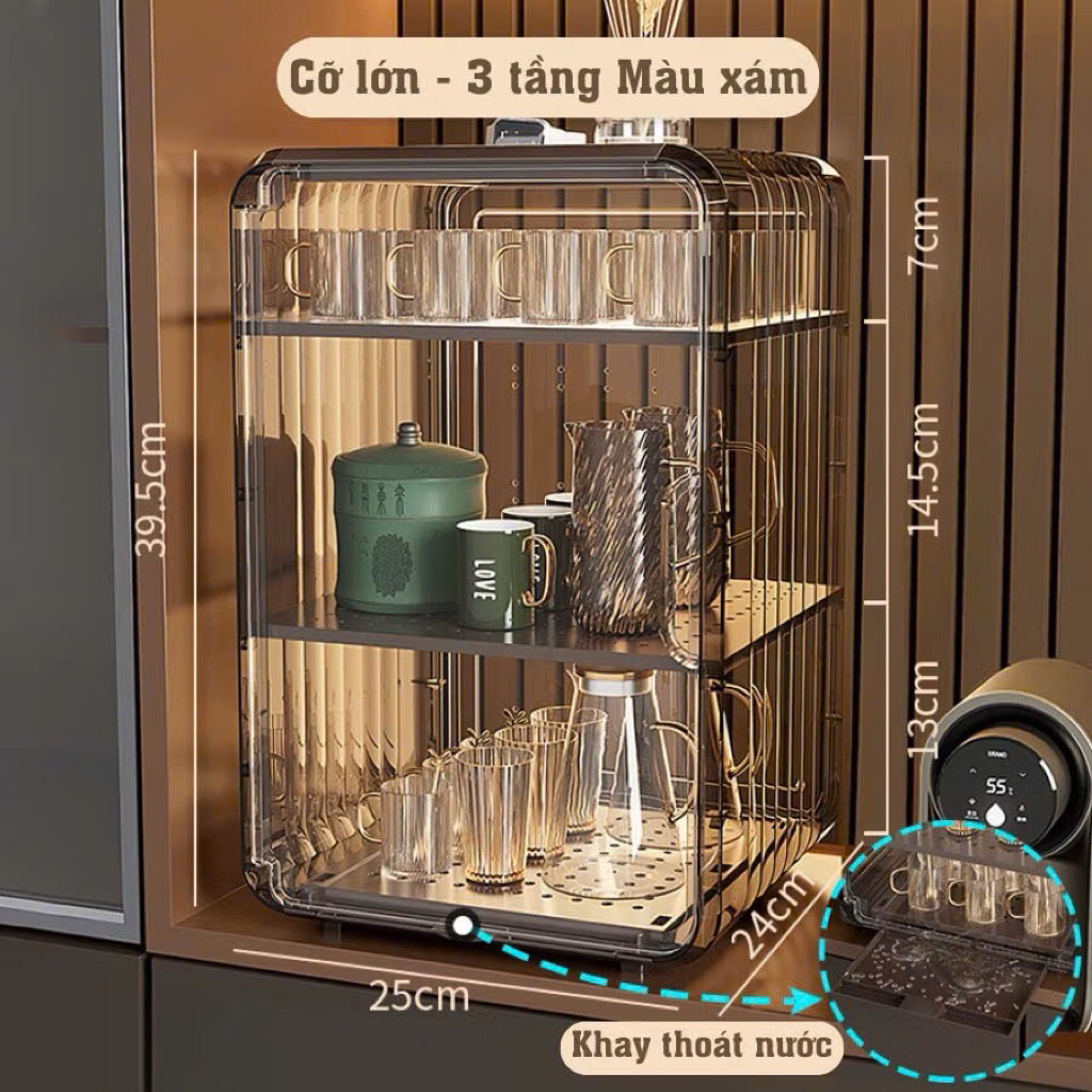 Kệ đựng Cốc Chén ly , Bình sữa , chống bụi chống côn trùng bay bò vào chát liệu nhựa sang trọng