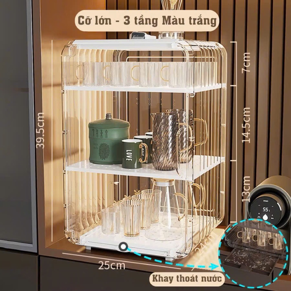 Kệ đựng Cốc Chén ly , Bình sữa , chống bụi chống côn trùng bay bò vào chát liệu nhựa sang trọng