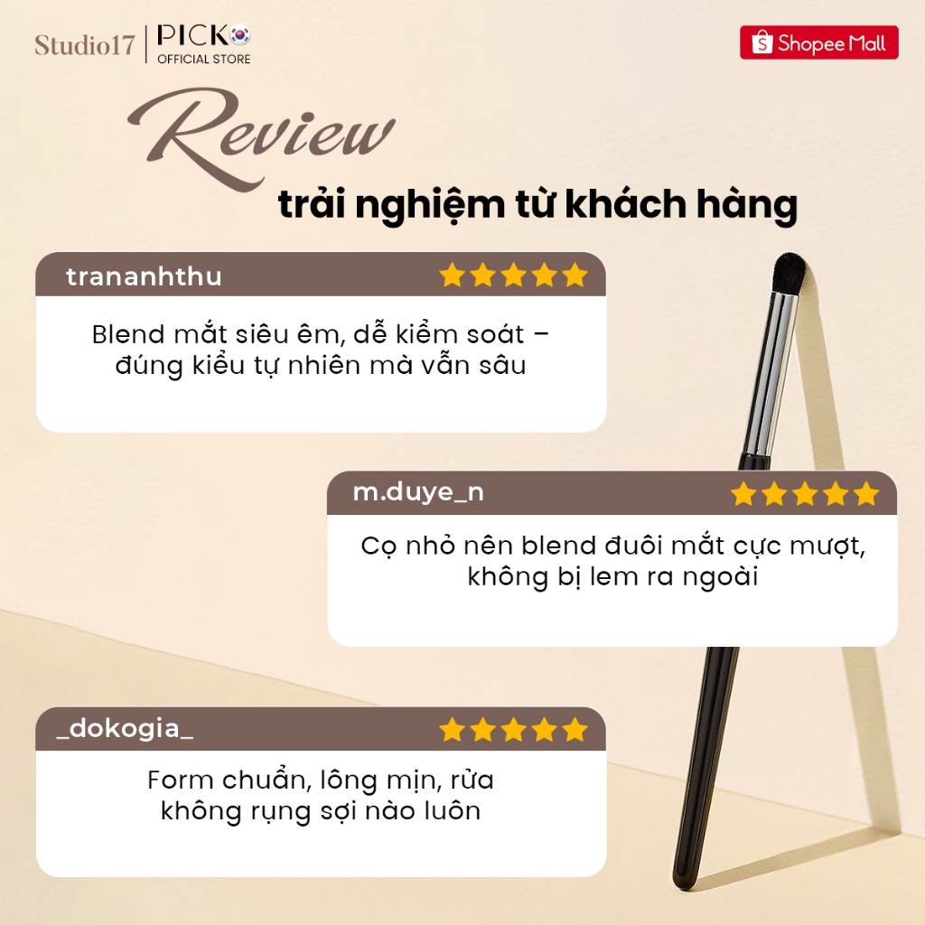 Cọ trang điểm mắt, cọ tán đuôi mí hốc mắt STUDIO17 SMALL BLENDING EYE BRUSH 323