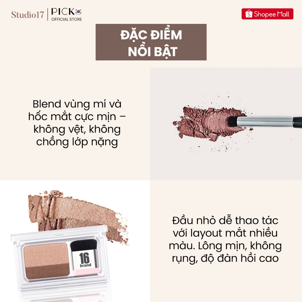 Cọ trang điểm mắt, cọ tán đuôi mí hốc mắt STUDIO17 SMALL BLENDING EYE BRUSH 323