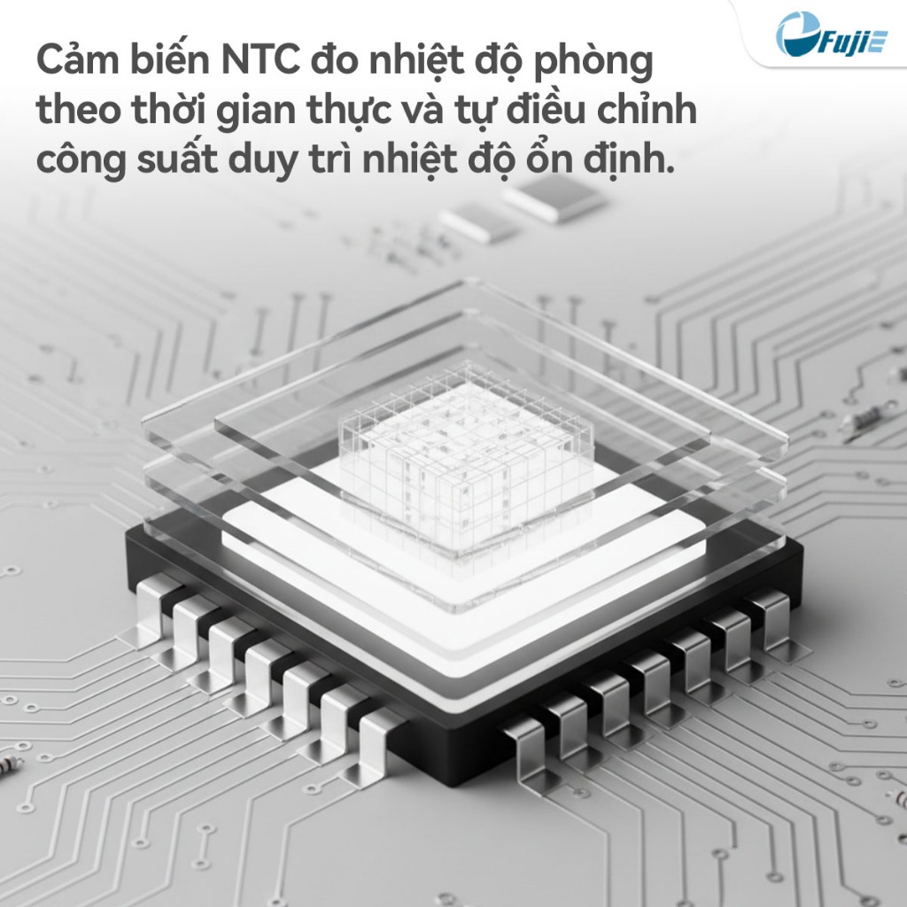 Máy sưởi nhanh bằng gốm FUJIE VH221 Nhập Khẩu, Máy sưởi điều khiển giọng nói và tạo ẩm phun sương