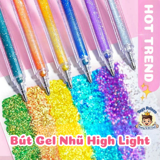 Bút Gel Nhũ High Light 0.1mm-Set Bút Nhũ High Light 12/24/36/48 Màu, Bút Viết Thiệp Decor Vẽ Sáng Tạo Mực Đều Nhanh Khô