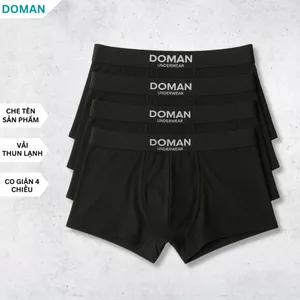 Combo 4 quần lót nam thun lạnh boxer màu đen mix mẫu co giãn mặc mát thoải mái thấm hút mồ hôi DOMAN