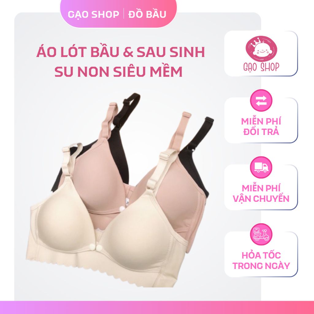 [TẶNG NỚI ÁO] Áo lót ngực bầu và cho con bú không gọng, chất SU NON mềm mát thoáng khí, nâng đỡ ngực