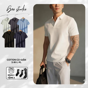 Áo thun Polo nam cổ V GAO studio vải cotton thoáng mát thấm hút mồ hôi form áo regular nam tính sang trọng G005