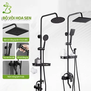 Bộ Vòi Hoa Sen 4 Trong 1 Màu Đen Mờ Đứng Nóng Lạnh Sen Tắm Tăng Áp Cao Tiết Kiệm Nước