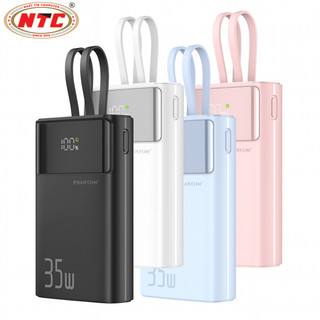 [Có 3C] Cục Tích Điện PHANTOM P63 10000mAh TypeC PD 35W & USB-A QC 3.0 22.5W, Kèm 2 Cáp sạc ra